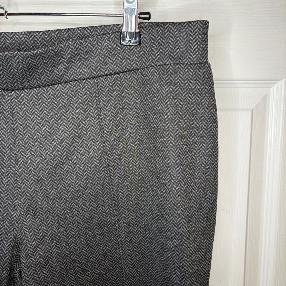 KASPER Classic Pull On Slim Stretch Herringbone Pants Workwear Charcoal Grey 14 - Picture 4 of 9